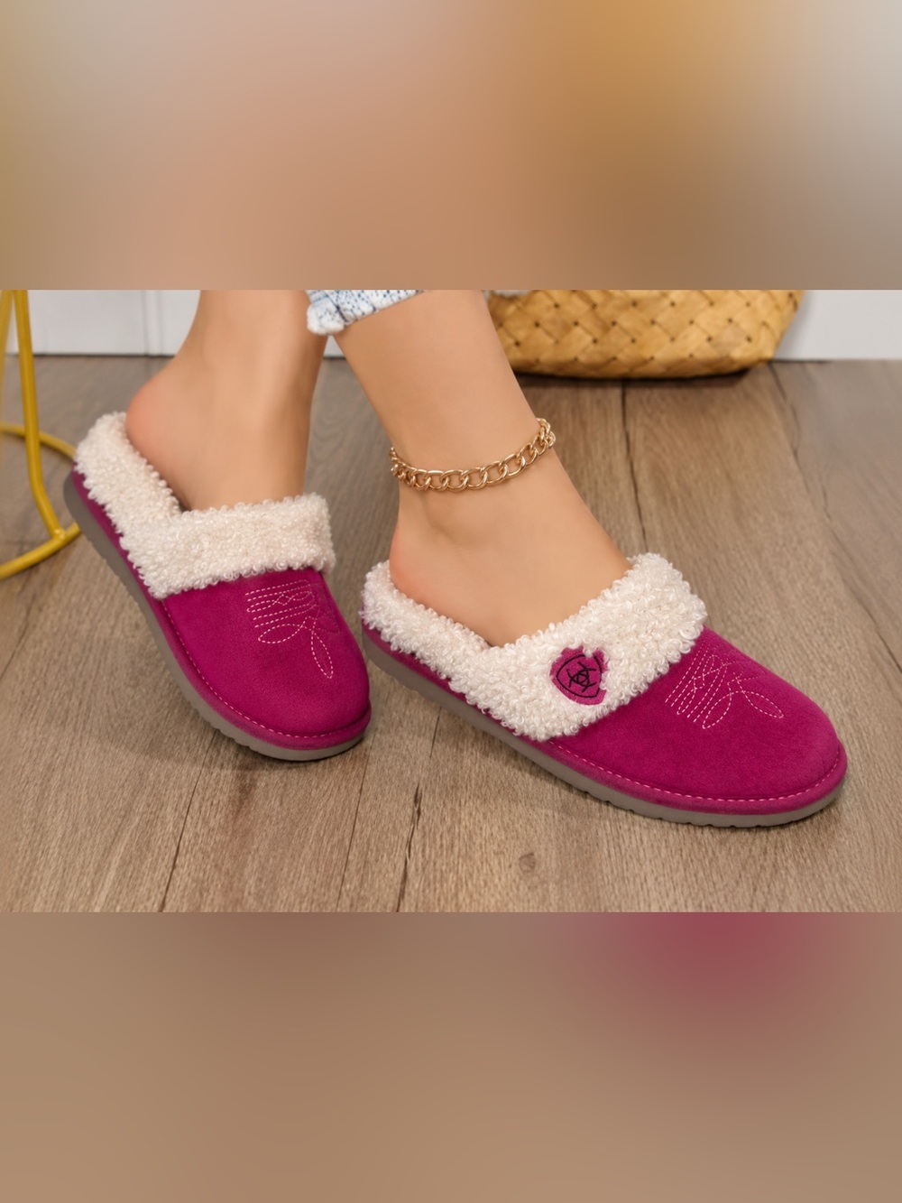 Ariat Jackie Square Toe Slipper Very Berry Pink" Cowgirl Size 8